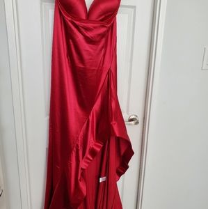Red satin dress